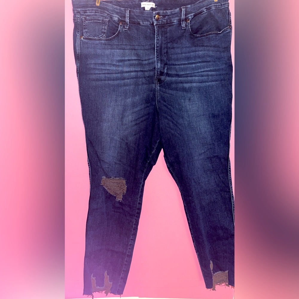 Good American Blue Distressed Jeans Size 20 NWOT